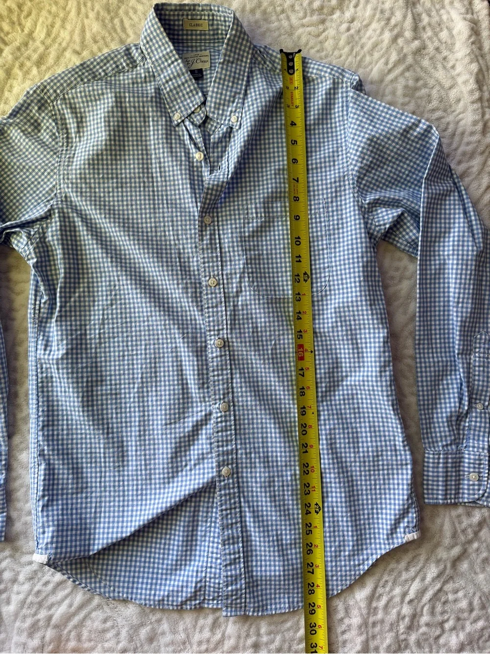 J.Crew Classic Men’s Blue Gingham Check Button Down Shirt Size Small 100% Cotton
